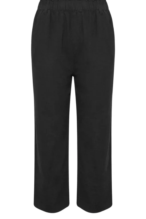 Yours Curve Black Cool Cotton Wide Leg Trousers