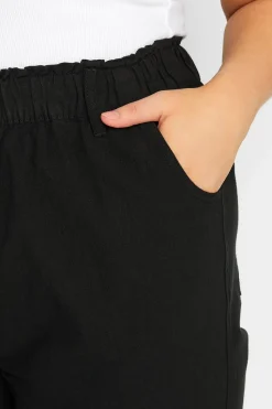 Yours Curve Black Cool Cotton Wide Leg Trousers