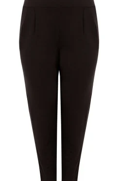 Yours Curve Black Double Pleat Jersey Stretch Joggers