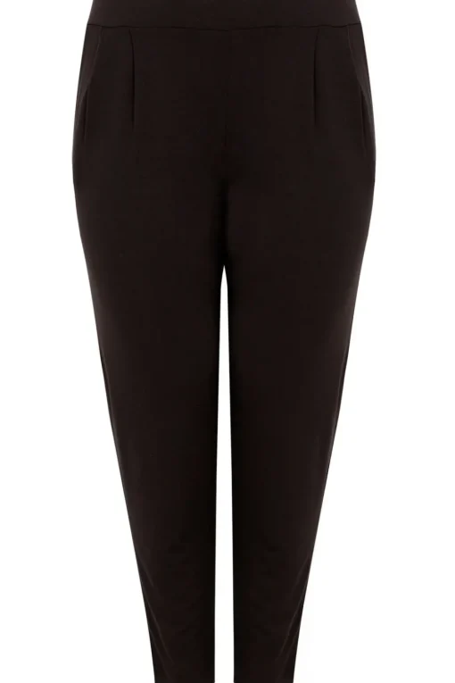 Yours Curve Black Double Pleat Jersey Stretch Joggers
