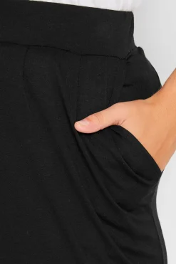 Yours Curve Black Double Pleat Jersey Stretch Joggers
