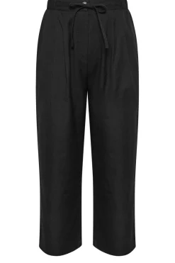 Yours Curve Black Drawstring Wide Leg Trousers
