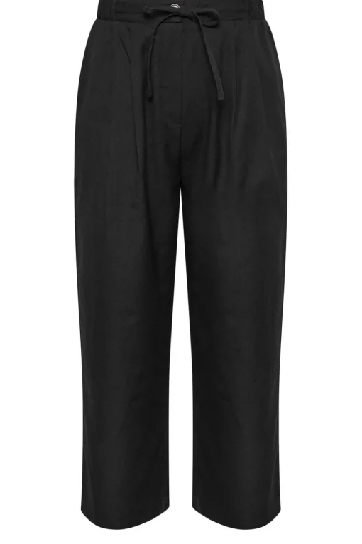 Yours Curve Black Drawstring Wide Leg Trousers