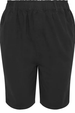 Yours Curve Black Elasticated Cool Cotton Shorts