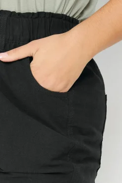 Yours Curve Black Elasticated Cool Cotton Shorts