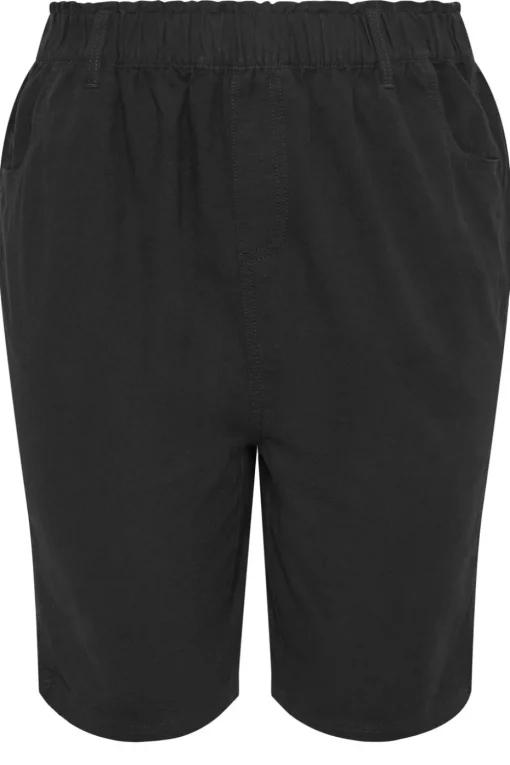 Yours Curve Black Elasticated Cool Cotton Shorts