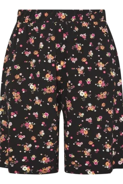 Yours Curve Black Floral Print Jersey Shorts
