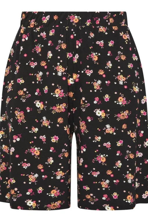 Yours Curve Black Floral Print Jersey Shorts