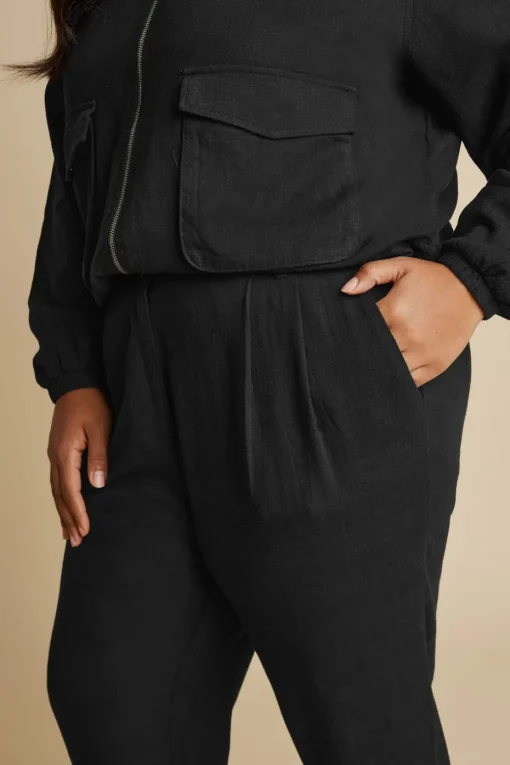 Yours Curve Black Formal Linen Trousers