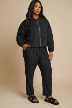 Yours Curve Black Formal Linen Trousers