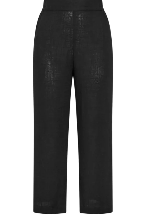 Yours Curve Black Linen Wide Leg Trousers