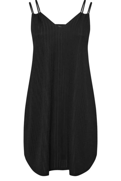 Yours Curve Black Textured Double Strap Mini Dress