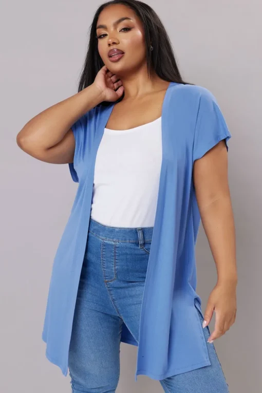 Yours Curve Blue Grown On Sleeve Jersey Cardigan
