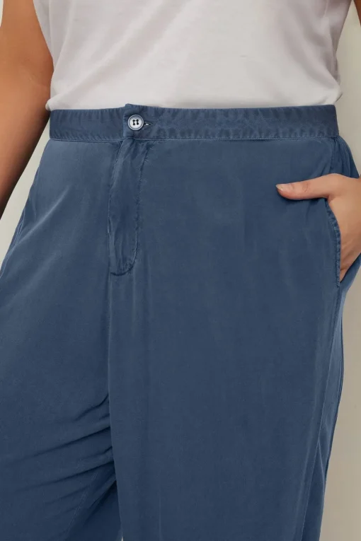 Yours Curve Blue Wide Leg Chambray Trousers