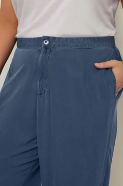 Yours Curve Blue Wide Leg Chambray Trousers