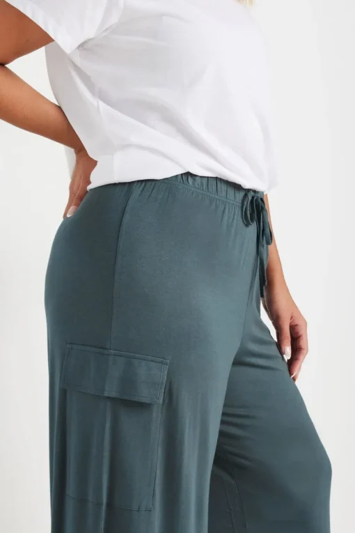 Yours Curve Blue Wide Leg Cargo Trousers