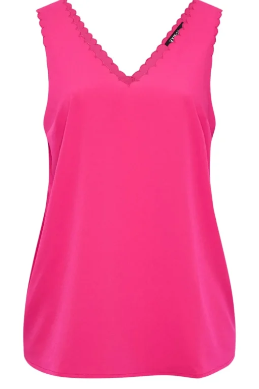 Yours Curve Bright Pink Scallop Edge Cami Vest Top
