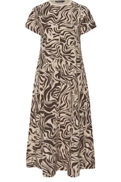 Yours Curve Brown Zebra Print Midaxi T Shirt Dress