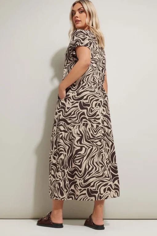 Yours Curve Brown Zebra Print Midaxi T Shirt Dress