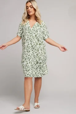 Yours Curve Green Abstract Tunic Mini Dress