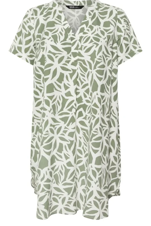 Yours Curve Green Abstract Tunic Mini Dress