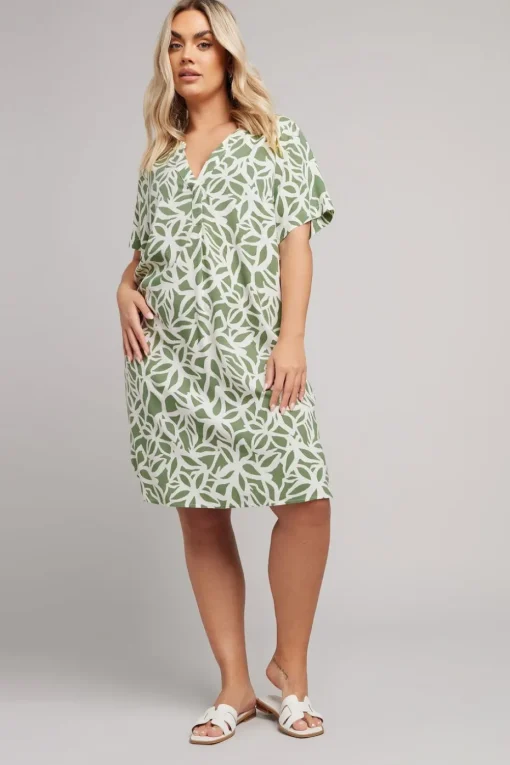 Yours Curve Green Abstract Tunic Mini Dress