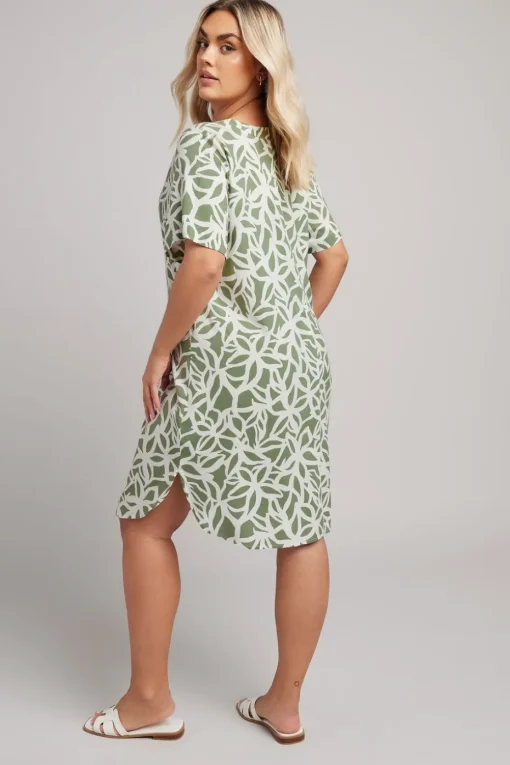 Yours Curve Green Abstract Tunic Mini Dress