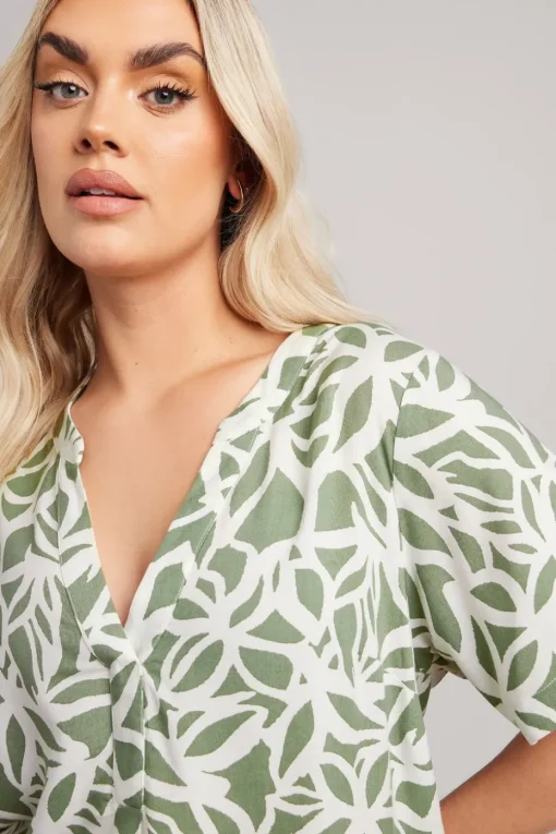 Yours Curve Green Abstract Tunic Mini Dress