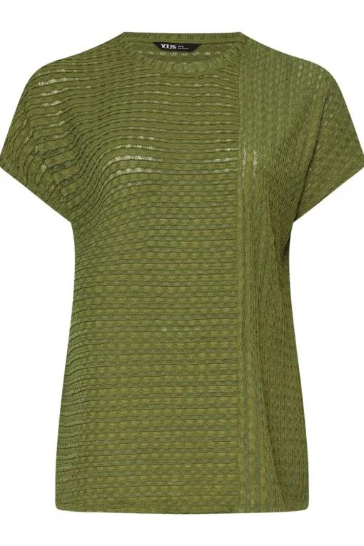 Yours Curve Green Textured Split Seam Top