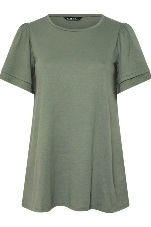 Yours Curve Grey Double Frill Angel Sleeve Top