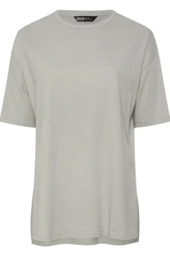 Yours Curve Light Grey Oversized Side Split T-Shirt