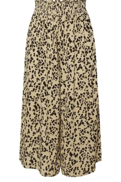 Yours Curve Natural Brown Leopard Print Shirred Midaxi Culottes