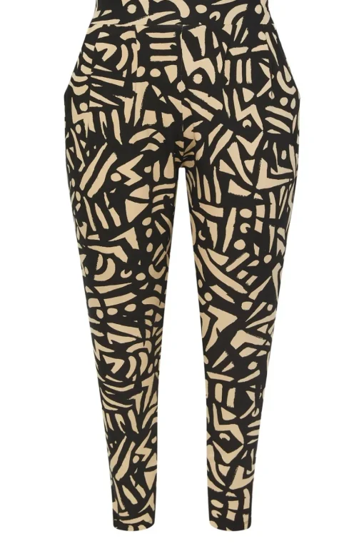 Yours Curve Natural Brown Abstract Print Harem Trousers