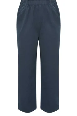 Yours Curve Navy Blue Cool Cotton Wide Leg Trousers