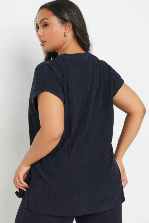 Yours Curve Navy Blue Knitted T Shirt