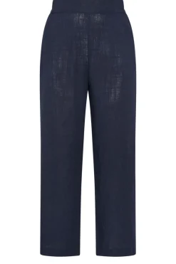 Yours Curve Navy Blue Linen Wide Leg Trousers