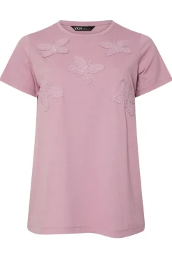Yours Curve Pink Applique Butterfly T-Shirt