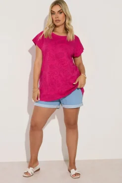 Yours Curve Pink Tropical Fruit Print T-Shirt