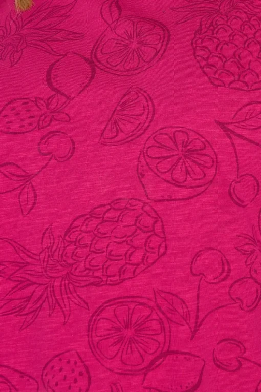 Yours Curve Pink Tropical Fruit Print T-Shirt