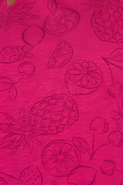 Yours Curve Pink Tropical Fruit Print T-Shirt