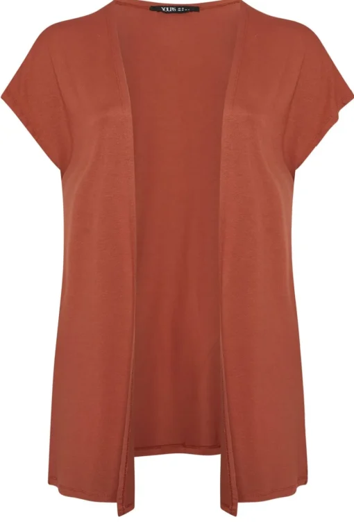 Yours Curve Rust Orange Grown On Sleeve Jersey Cardigan