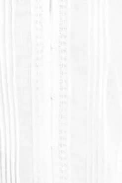 Yours Curve White Crochet Trim Pleated Blouse