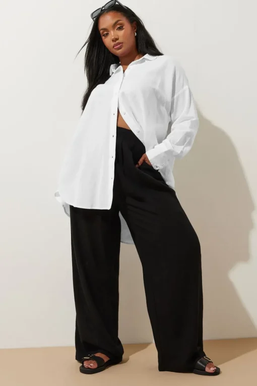 Yours Curve White Long Sleeve Linen Shirt