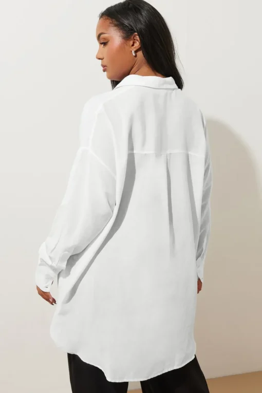 Yours Curve White Long Sleeve Linen Shirt