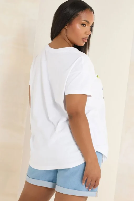 Yours Curve White 'La Dolce Vita' Lemon Graphic Oversized T-Shirt
