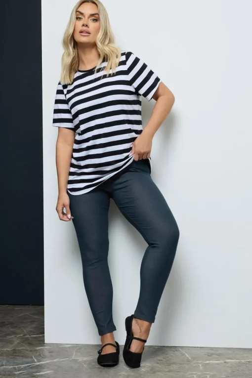 Yours For Good Curve Mid Blue Jersey Stretch Jeggings