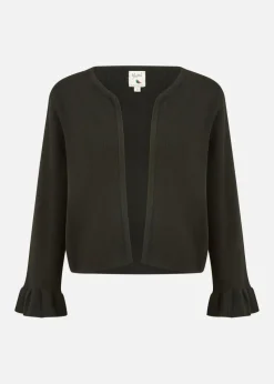 Yumi Black Cropped Cardigan With Bell Sleeves