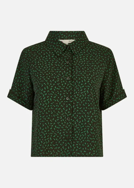 Yumi Black Ditsy Print Shirt