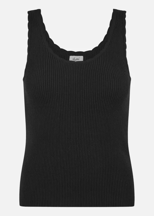 Yumi Black Fine Knit Vest Top