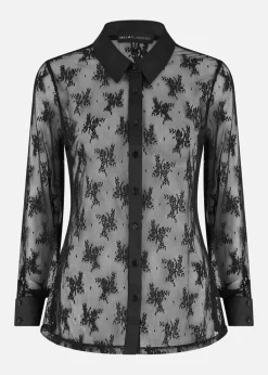Yumi Black Lace Sheer Fitted Shirt